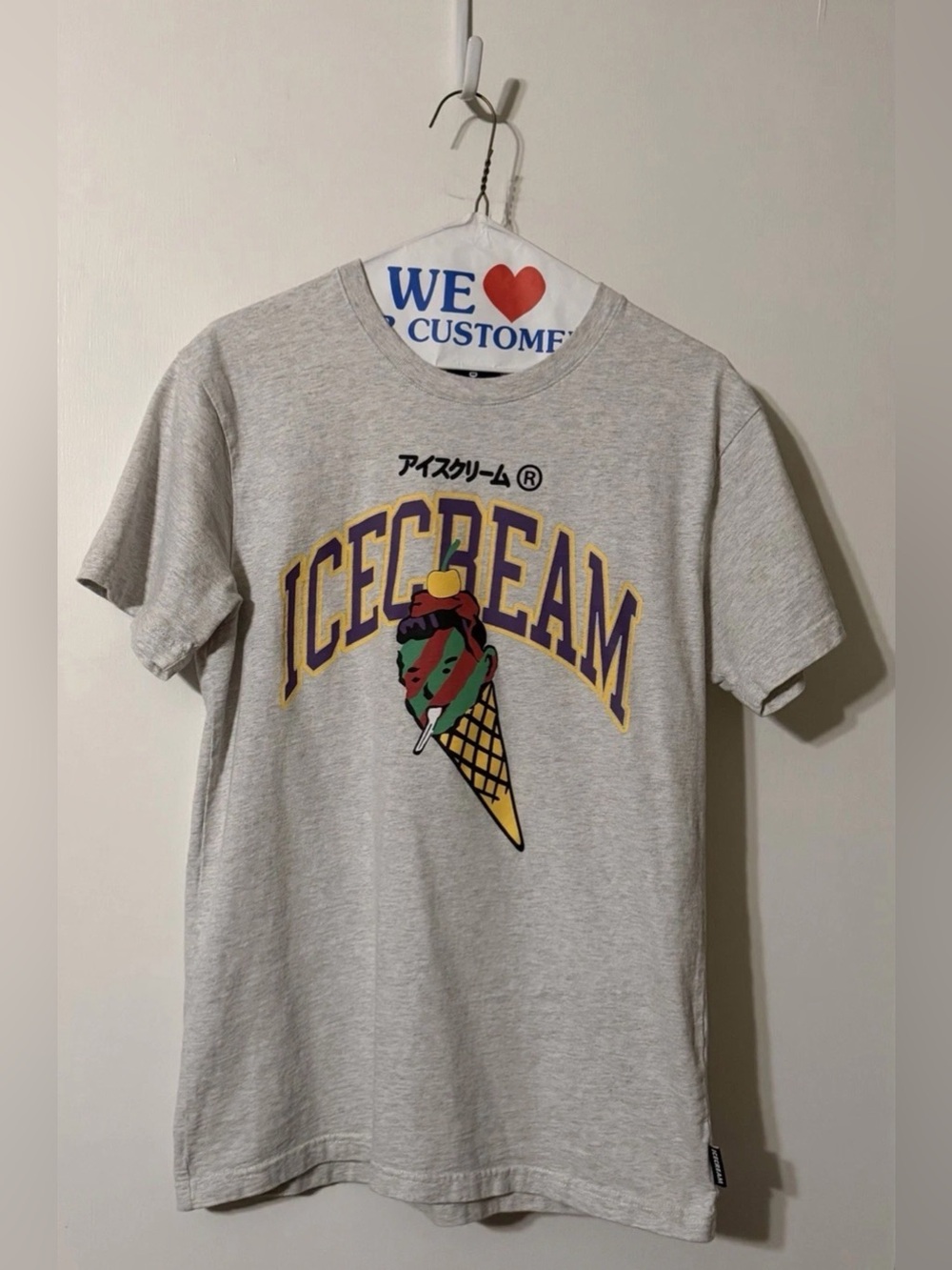 Icecream Light Gray Tee with Multicolor Ice Cream Cone Graphic
